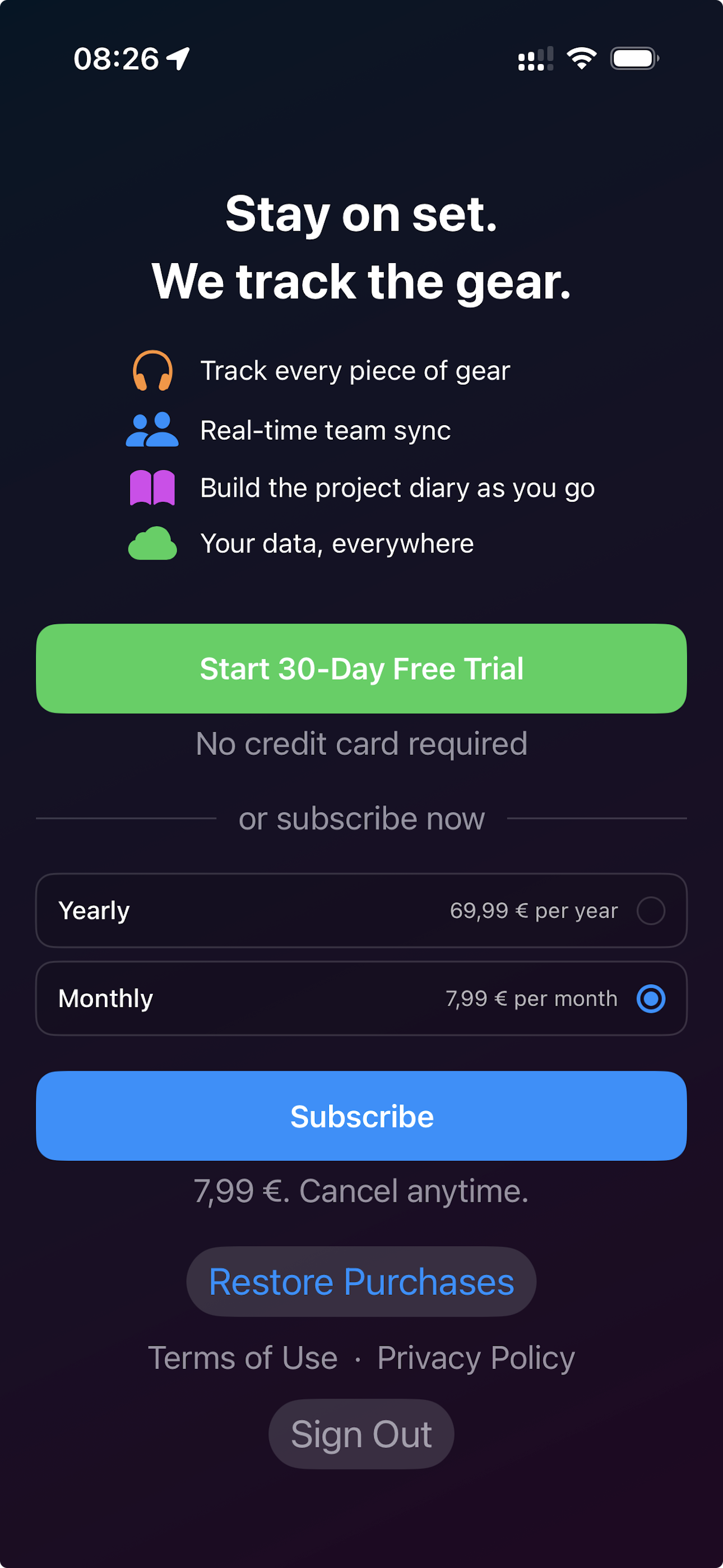 Onboarding paywall
